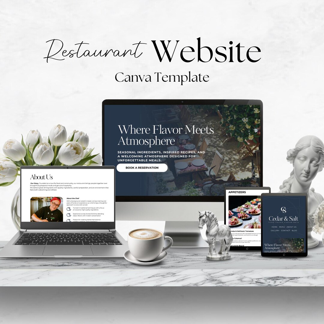 Restaurant Canva Website Template, Food Business Site Design, Menu and ...