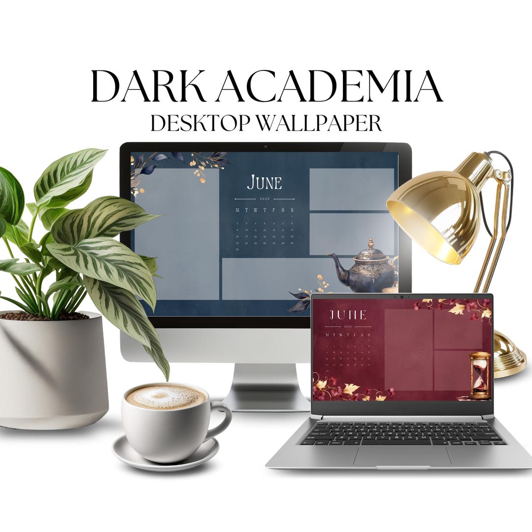 Dark Academia Desktop Organizer – 10 Professional Canva Templates for ...