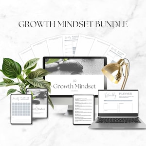 Growth Mindset Bundle, Personal Development Kit, Self Improvement Tool, Positive Mindset Resource, Goal Setting Wellness Journal, Life Coach