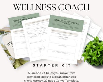 Startpakket voor een wellnesscoachbedrijf, onboarding van cliënten, coachingsovereenkomst, intakeformulieren en coachingsjablonen voor holistische life coaches