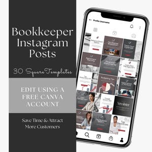 Bookkeeper Social Media Post Canva Template, Accounting Social Media Kit, Editable Bookkeeping Marketing Tool, Instagram Bundle Content Post