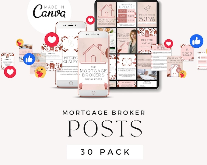 Mortgage Broker Post, Social Media Kit, Loan Officer Marketing Kit, Instagram Post Bundle, Lender Canva Template, Real Estate