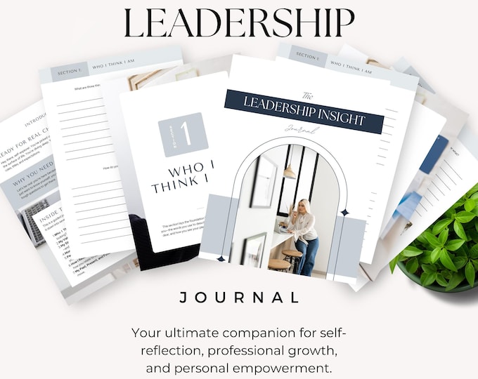 Leadership Journal, Self Reflection Workbook for Leaders, Printable Self Care Journal, Personal Growth Work Self Improvement PDF