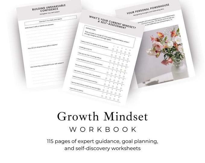 Growth Mindset Planner for Life Coaches, Goal Planner, Reflection Journal, Personal Development, Self Discovery, Business Woman Gift