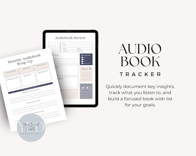 Audiobook Tracker, Listening Journal Printable Log, Bookish Reading Log Sheet, Book Review, Book Lover Gift