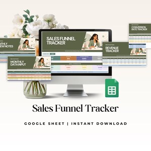 Rastreador de embudo de ventas, plantilla de Google Sheets, panel de control de tasa de conversión, ingresos mensuales, negocio de coaching de vida, herramientas para emprendedores