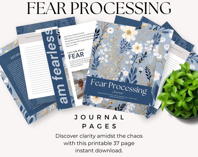Fear Processing Journal Pages PDF for Self Care,Therapy Worksheets, Startup Tools, Business Decision Making, Printable Self-Reflection Pages