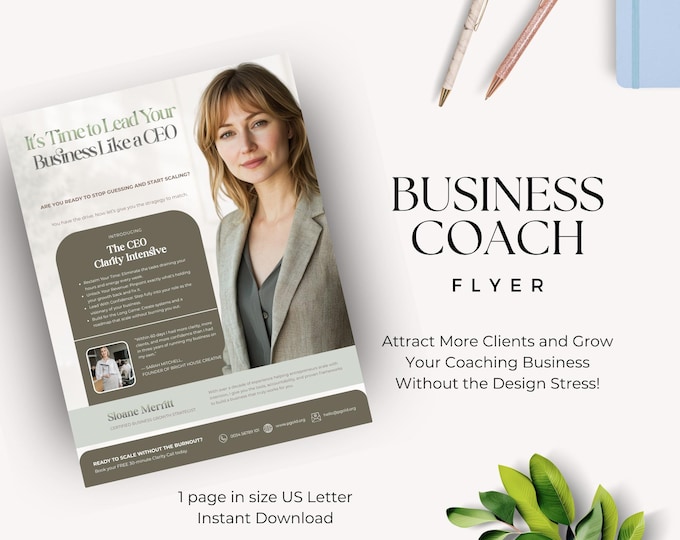 Business Coach Flyer Template Canva, Editable Coaching Marketing Flyer, Consultant Promotional Design