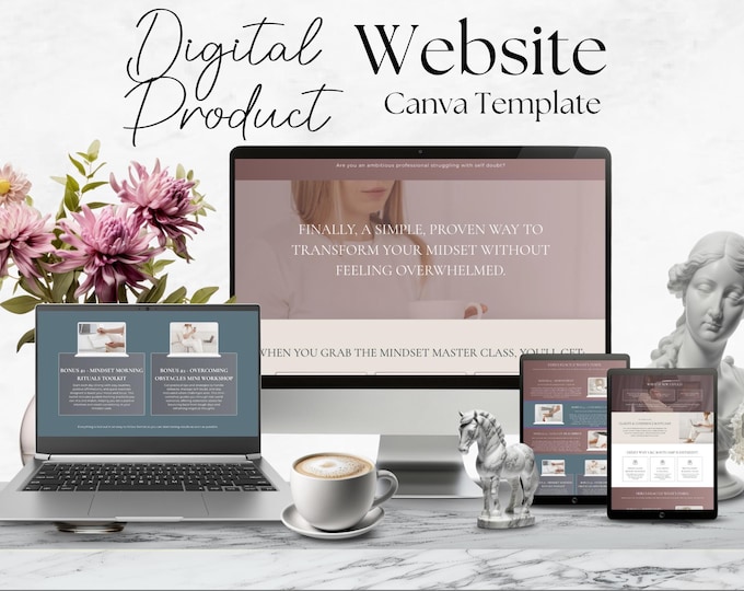 Digital Product Sales Page Canva Website Template, Coaching Site, Life Coach Website, Consultant course Landing Page, Online Portfolio