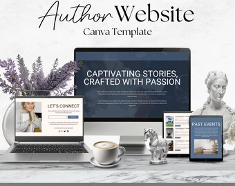 Author Canva Website Template, Book Landing Page, Writer Website Design, Personal Author Page, Author Portfolio, Writer Branding Kit