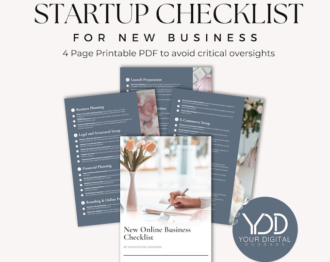 Startup Checklist PDF, New Online Business Guide Printable, Startup Success Plan, Ecommerce Launch Planner Small Business Owner Entrepreneur