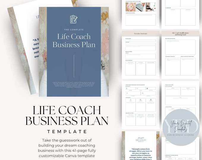Life Coach Business Plan Canva Template, Small Business Startup, Coaching Service Business Marketing Plan, Life Coaching Workbook