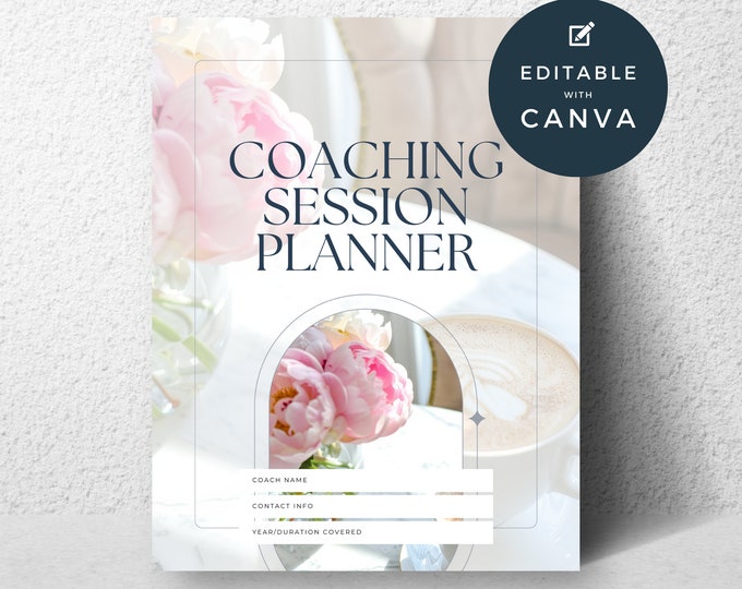 Coaching Session Planner Canva Template, Digital Coaching Template Session Organizer, Printable Coaching Planner, Client Goal Progres