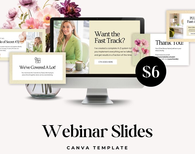 Webinar Slide Deck Canva Template, 21 Page Layout, Business Page, Course Creator Presentation Kit, Virtual Event, Pitch Deck, Workshop Panel