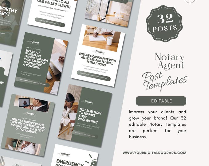 Notary Social Media Post Template for Canva, Editable Notary Business Post, Legal Service Instagram, Signing Agent Digital Marketing Kit