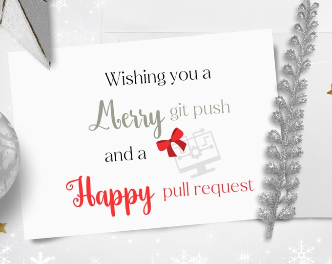 Tech Themed Holiday Greeting, Programmer Holiday Card, Humorous IT Professional Festive Card for Office, Funny Christmas Card for Coworker