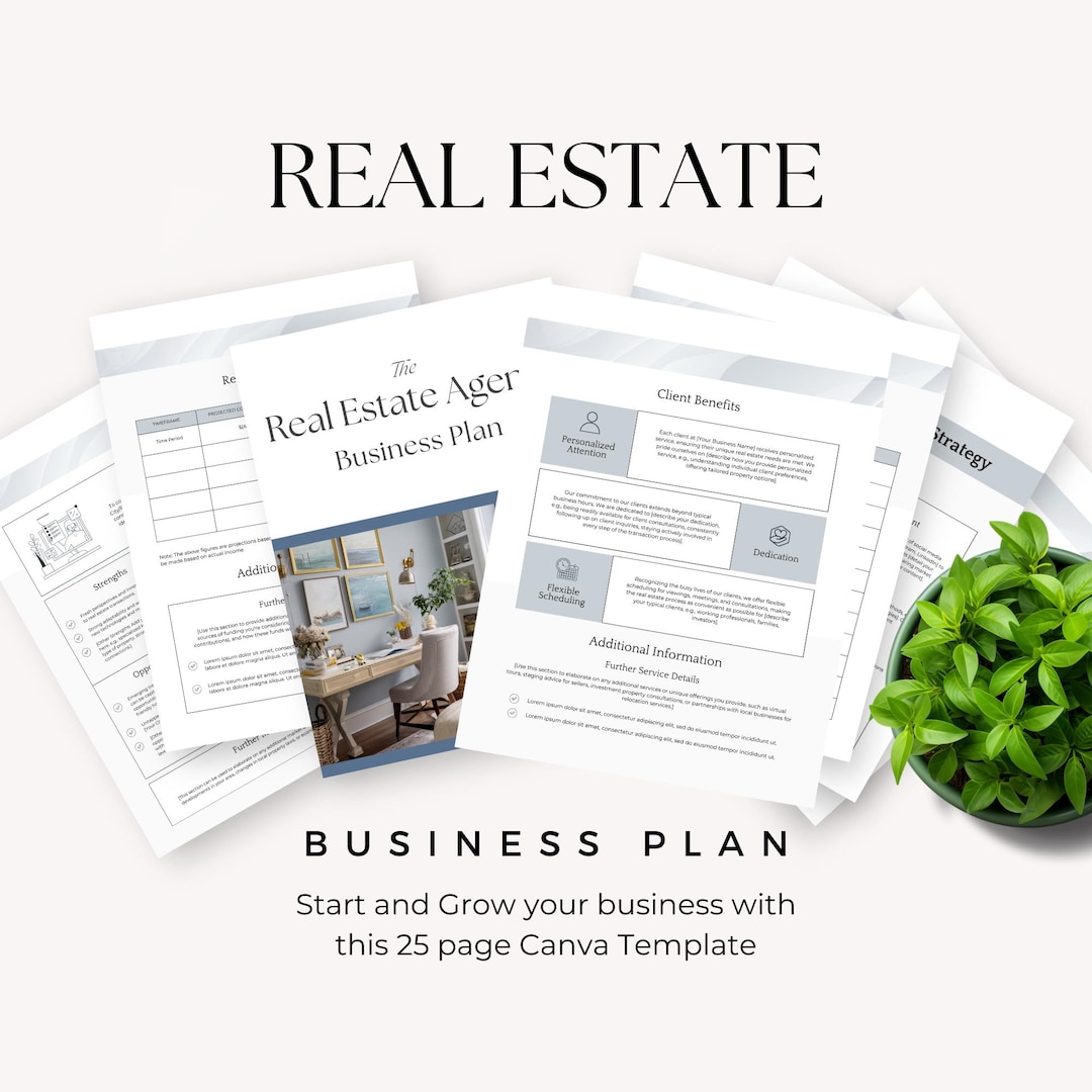 Real Estate Business Plan Template, Editable Canva Design for Realtor ...