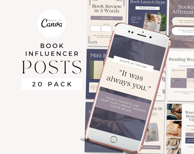 Book Influencer Canva Posts, Bookstagram Set, TBR Template, Book Review Post, Cozy Reading & Comfort Reads, BookTok Post Pack for Author