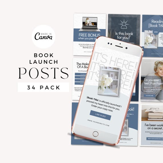 Book Launch Social Media Kit, Author Book Promotion, Bookstagram Posts, Bookish Instagram Canva Template, Author Digital Marketing