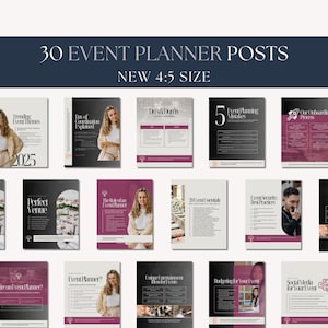 Event Planner Instagram Posts Canva Template, Editable Party Planner Social Media, Event Business Instagram Content, Wedding Coordinator