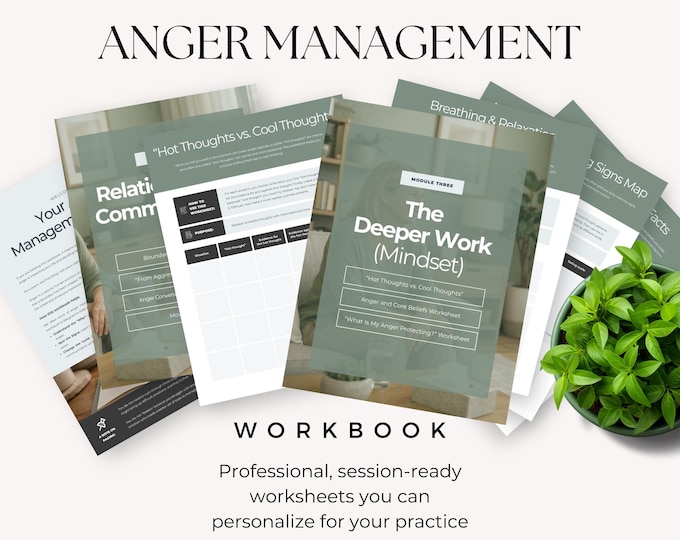 Anger Management Workbook Canva Template, Editable Therapy Worksheets, Client Handouts & Counseling Resource, Printable PDF