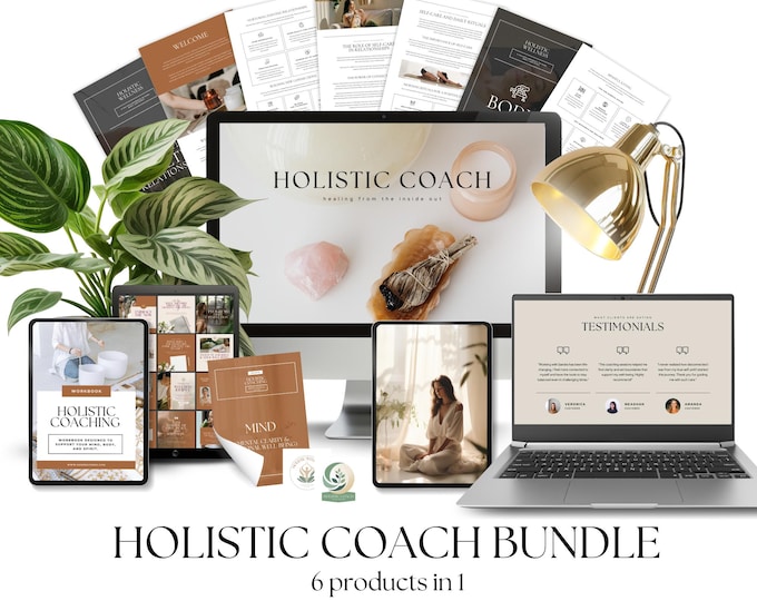 Holistic Coach Bundle, Business Organization Kit, Mental Health Coaching Canva Template, Spiritual Tool, Mindfulness Posts, Personal Growth
