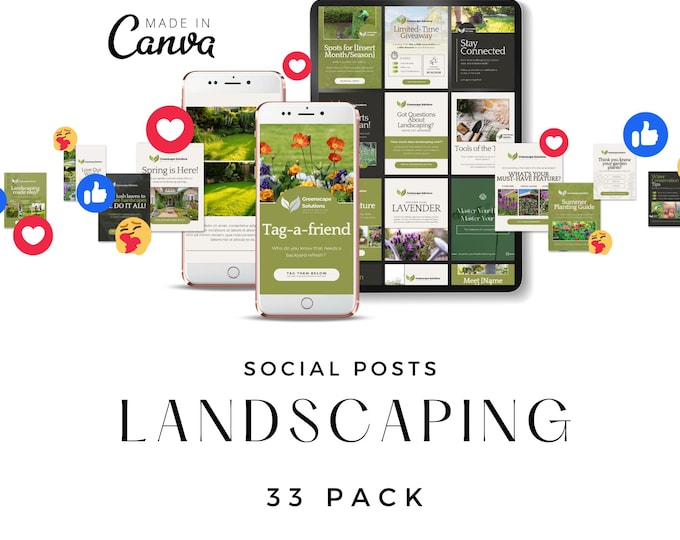 Landscaping Social Media Marketing Canva, Landscape Business Digital Marketing Kit, Lawn Care Service Instagram, Gardening Instagram