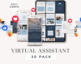 Instagram-berichtensjabloon van Canva voor virtuele assistenten, content voor kleine bedrijven, contentplanner, socialmediakit voor virtuele assistenten, merkgebonden Instagram-bericht