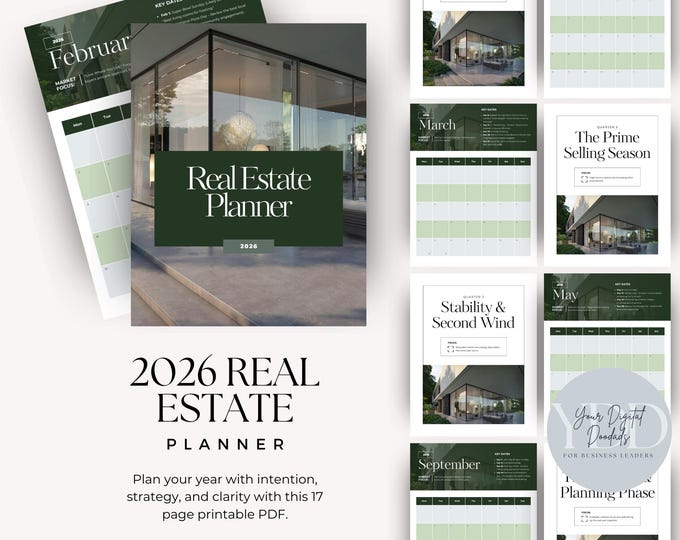 2026 Real Estate Planner, Agent Business Planner & Marketing Calendar, Content, Goals and Strategy