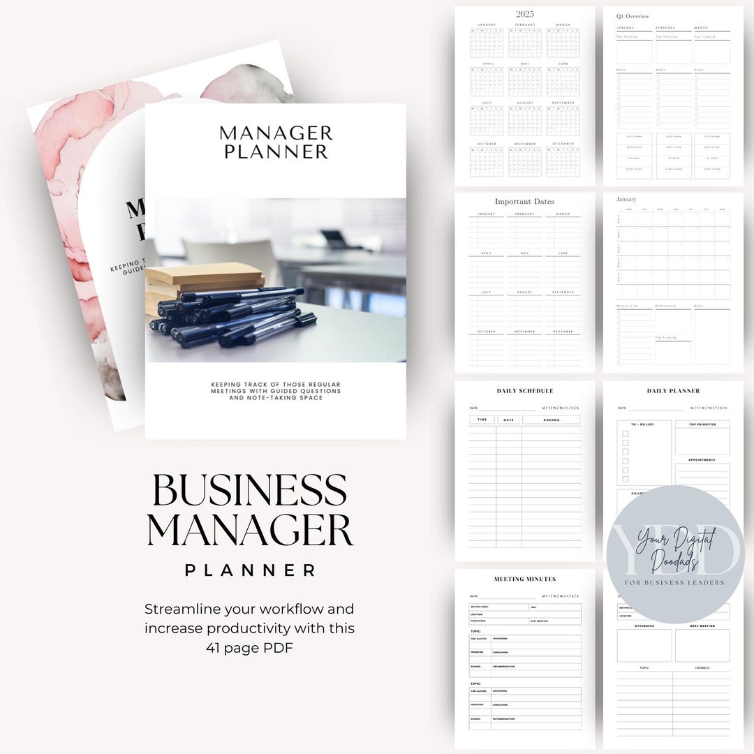 Manager Planner Business Manager Planner for Small Business Project Management, Meeting ...