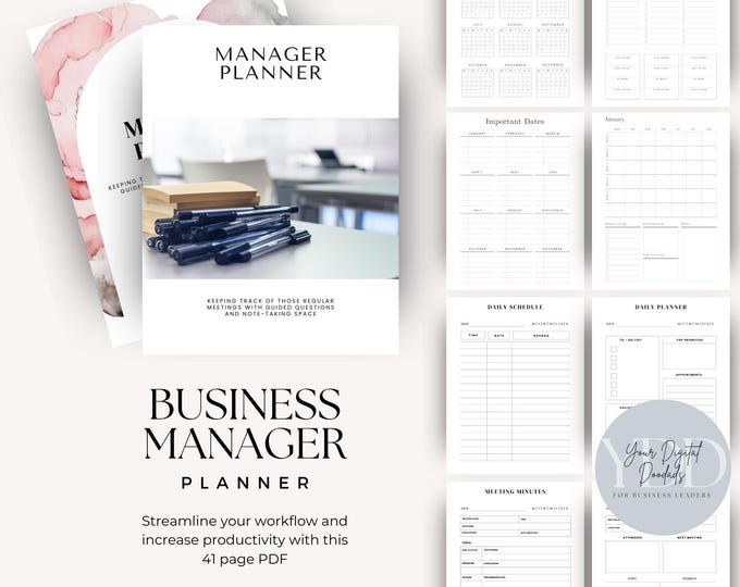 Business Manager Planner for Small Business Project Management, Meeting Minutes Weekly Goals Daily Planner, Business Template Goodnotes iPad