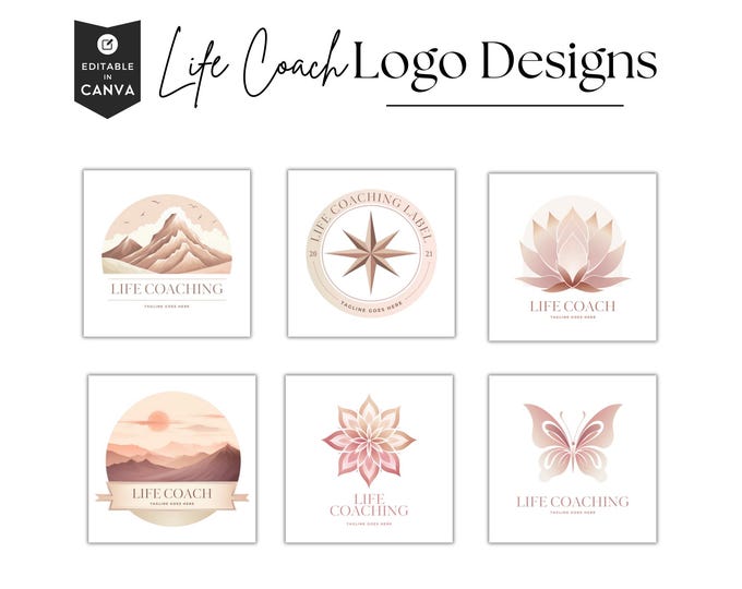 Life Coach Logo Canva Template, Editable Coaching Logo, Holistic Wellness Brand, Personal Branding, Mindfulness Logo for Business