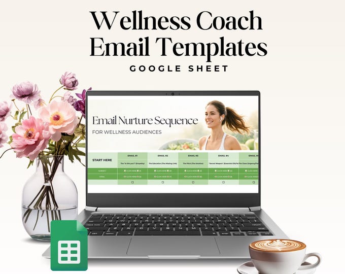 Wellness Coach Email Template, Client Journey Google Sheet (Digital Download)
