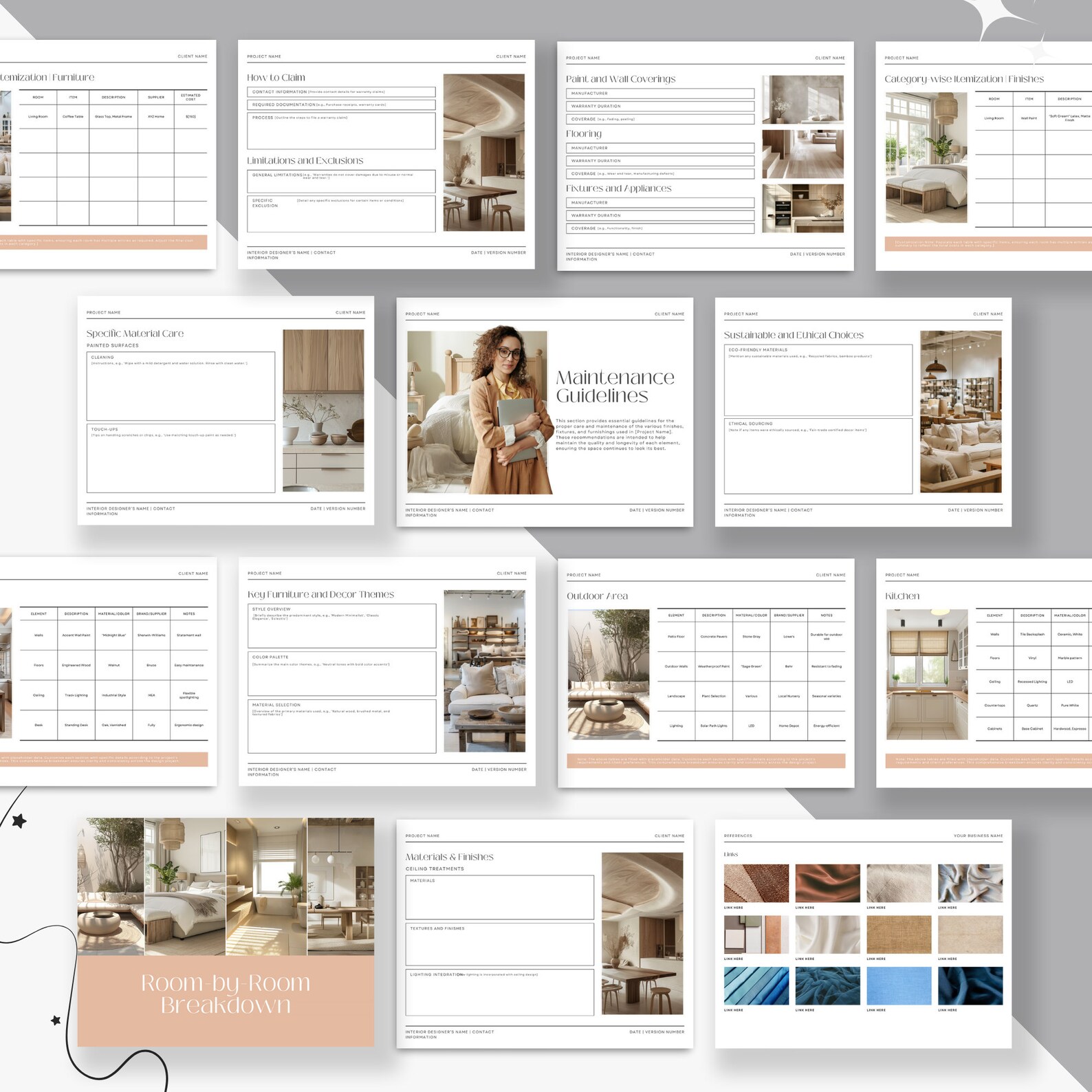 Interior Design Finishes Schedule Canva Template, Fixtures and Finishes ...
