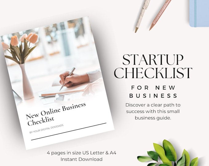 Startup Checklist PDF, New Online Business Guide Printable, Startup Success Plan, Ecommerce Launch Planner Small Business Owner Entrepreneur