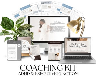 Pakiet terapeutyczny: zestaw do coachingu ADHD, zeszyt ćwiczeń funkcji wykonawczych, arkusze robocze terapeuty, narzędzia do coachingu zdrowia psychicznego i życia, planer dobrego samopoczucia