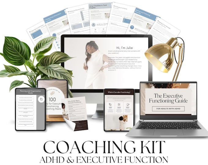 Therapy Bundle: ADHD Coaching Kit, Executive Function Workbook, Therapist Worksheets, Mental Health & Life Coach Tools, Wellness Planner