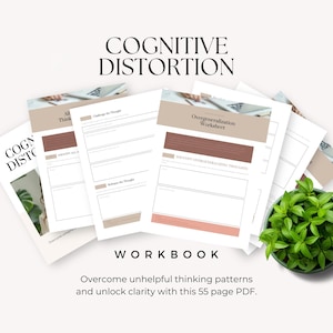 Cognitive Distortion Workbook PDF, Printable Mental Health Worksheet, Self-Help Journal, Cognitive Therapy Tools, Anxiety Coping Skills