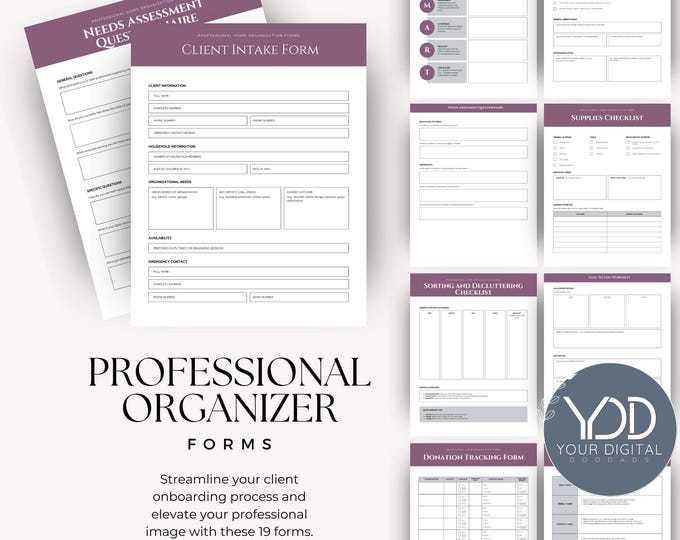 Professional Organizer Forms Canva Template, Home Organization, Declutter Checklist, Organizer Client Onboarding Kit, Home Organizer Tool
