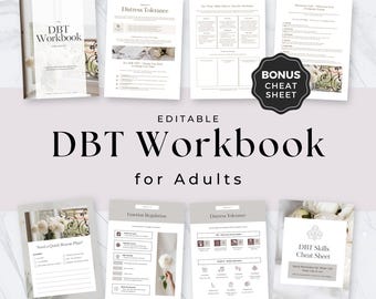 DBT Bundle: Mindfulness Sheets, DBT Workbook & Cheat Sheet, Therapy Planner, Coping Skills, Behavior Therapy, Therapist Tools