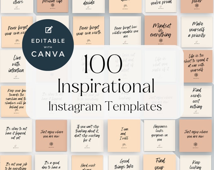 100 Inspirational Quote Instagram Templates Editable Social Media Posts Social Media Manager Quotes Template Life Coach Motivation Posts