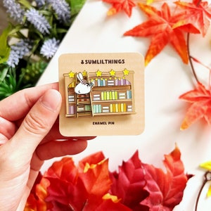 Moving Bookshelf (Interactive Slider) Enamel Pin | Bookworm, Books, Librarian, Belle Library Ladder