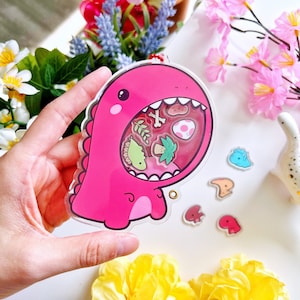 Hungry TRex Dino (Refillable) Shaker Keychain with Blind Bag | Refillable, Shaker, Openable, Charms
