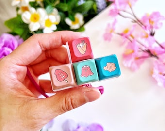 Light-Up Japanese Cute Keycap Clicky Fidget Keychain | Fidget, Keycap, Mechanical Keyboard Fidget, Keyboard Switch, Keyboard Fidget Toy