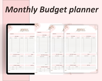 Minimalist Monthly Budget Planner, Cute Expense Tracker Organizer, Customizable  Financial Planning Journal