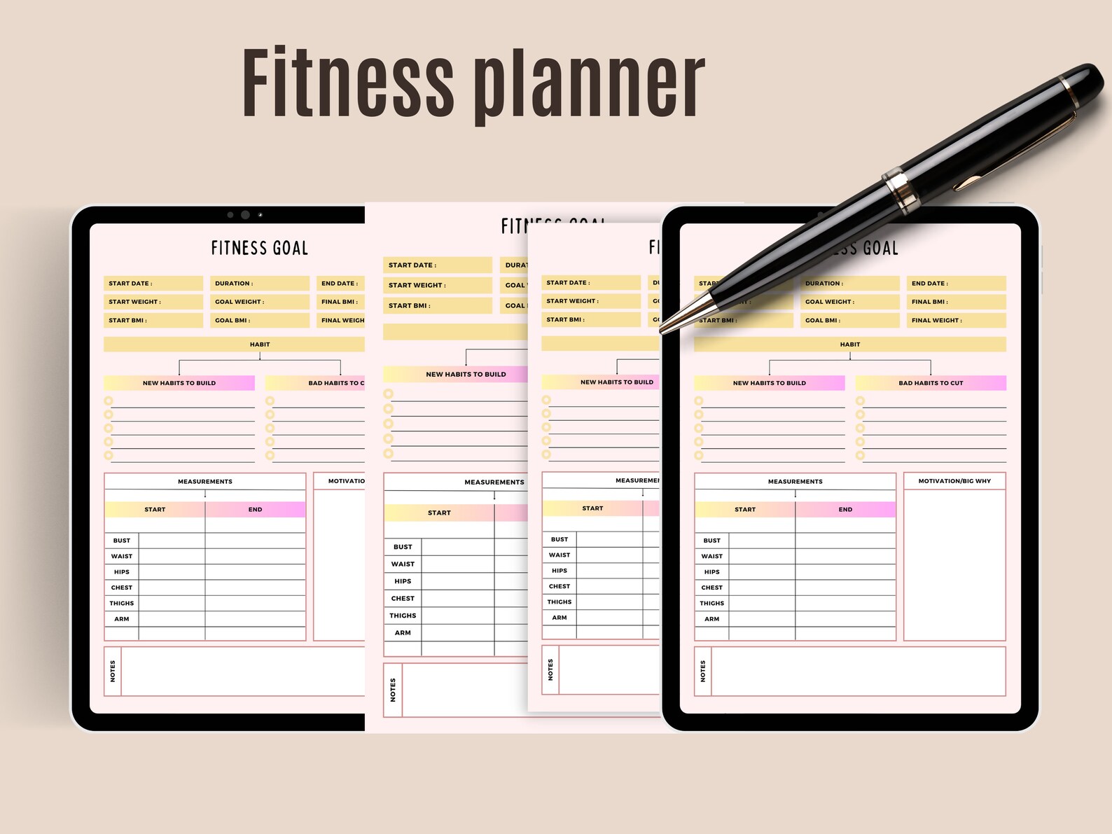 Workout Customizable Tracker Customizable Fitness Planner, Workout Tracker, Goal Tracker, Health ...