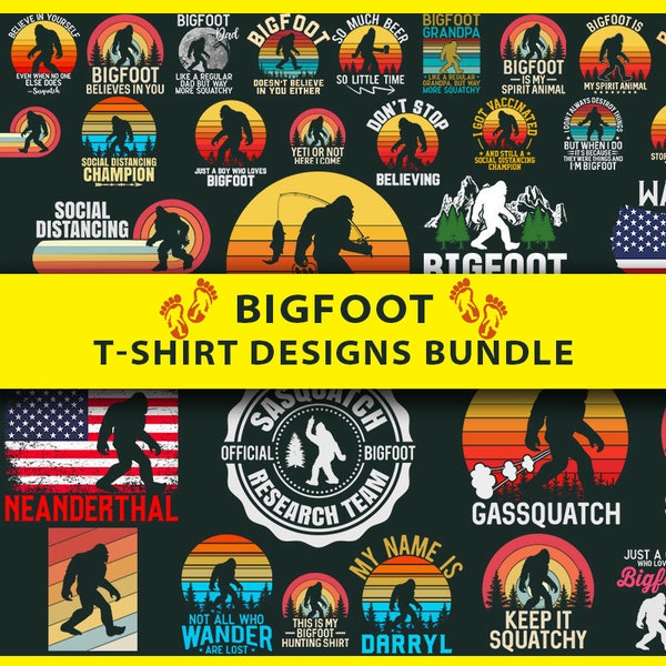 Bigfoot T-Shirt Designs Bundle, Bigfoot T-Shirt Designs, Bigfoot T-shirts, BigFoot Design, Bigfoot SVG, Bigfoot PNG, BigFoot, Yeti SVG,