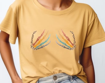 Skeleton Hand Bra Shirt: Pastel Goth Halloween Tee