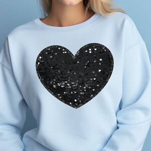 Faux Sequins Valentines Shirt - Glitter Heart Shirt Womens Valentines Top ValentinesTee - Bling Valentines Shirt-Sequins Heart Sweatshirt