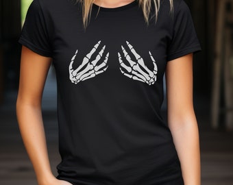 Skeleton Hand Bra Shirt: Funny Halloween Party Tee